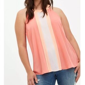 Torrid Georgette Halter Tank Top 4XL Colorblock Coral Orange Casual Resort NEW